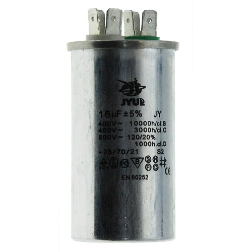 Конденсатор JYUL CBB-65 16мкф - 450 VAC алюминий (40*76 mm)