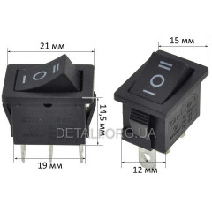 Тумблер 3 положення 3 контакти 15*21 mm 6A