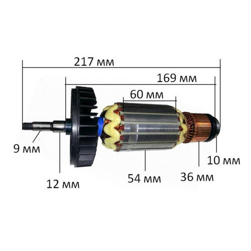 Якорь болгарка Makita GA9040S оригинал (217*54 резьба 9 мм) 517833-1