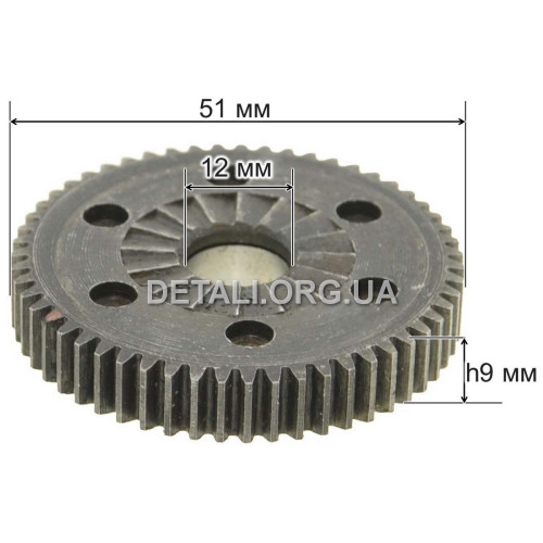 Шестерня дрели Bosch PSB 500 RE аналог 2606320081 (d12*51 55 зуб прямо)