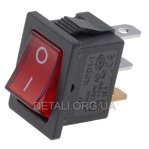 Тумблер с подсветкой 2 положения 3 контакта 15*21 mm 6A