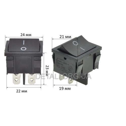 Тумблер 2 положения 4 контакта 21*24 mm 6A