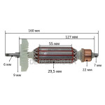 Якорь болгарки Makita GA4030, GA5030 (160*29,5 резьба 6мм) 1 класс аналог 517649-4