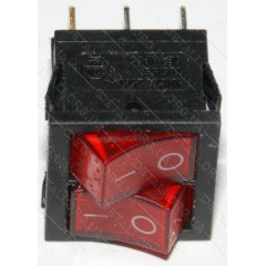 Тумблер двойной с подсветкой 2 положения 6 контактов 21*24 mm 6A