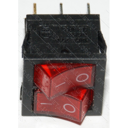 Тумблер двойной с подсветкой 2 положения 6 контактов 21*24 mm 6A