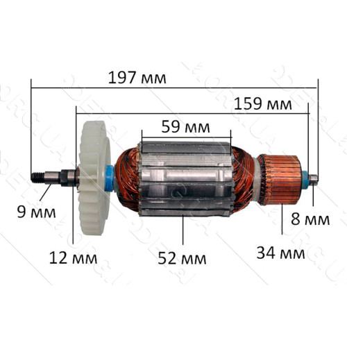 Якорь болгарка Rebir LSM 230/2100 (197*52 шлиц 12мм)