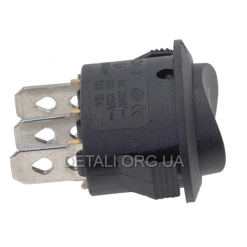 Тумблер овал 3 положення 3 контакти 17*25 mm 6A