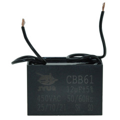 Конденсатор JYUL CBB-61 12мкф - 450 VAC прямокутний дріт 28х58х40