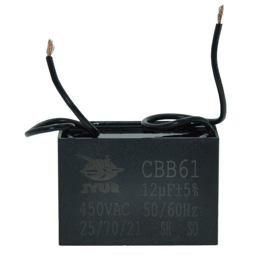 Конденсатор JYUL CBB-61 12мкф - 450 VAC прямокутний дріт 28х58х40