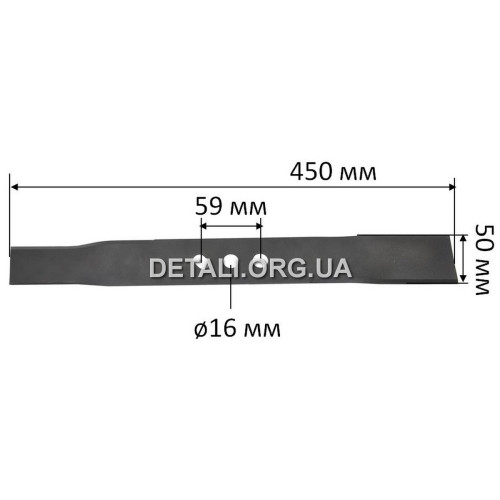 Нож газонокосилки бензиновой Tekhman TLM-46139 (50*450мм / dвн16 / Мц59)