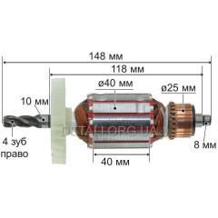 Якорь перфоратора бочкового Днипро-М BH-10 (148*40 4-з право)
