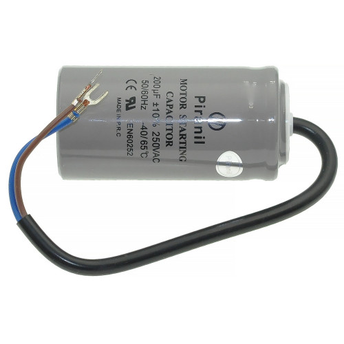 Конденсатор Piranil 200мкф - 250 VAC пусковий дроту (42*85 mm)