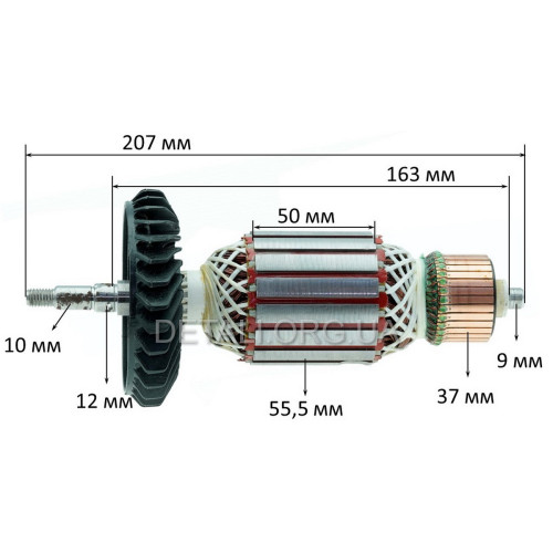 Якір болгарки УШМ Forte AG 26-230 S (207*55,5 посадка 10мм)