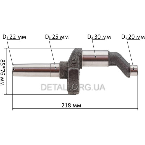 Коленвал компрессора 20*30*25*22*218мм Forte V-0.4/50