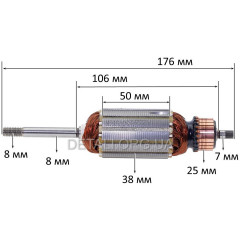 Якорь триммера INTERTOOL DT-2255, Sequoia SET550DTW (176*38)