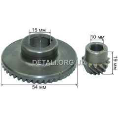 Шестерни (пара) болгарки Элпром 180/1700E новая (d1 15*54 шпонка /d2 10 h19)