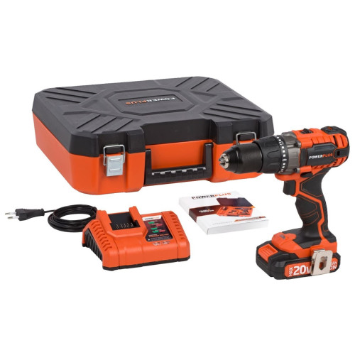 Ударний дриль - шуруповерт powerplus POWDP15210 20В 2.0Ач.