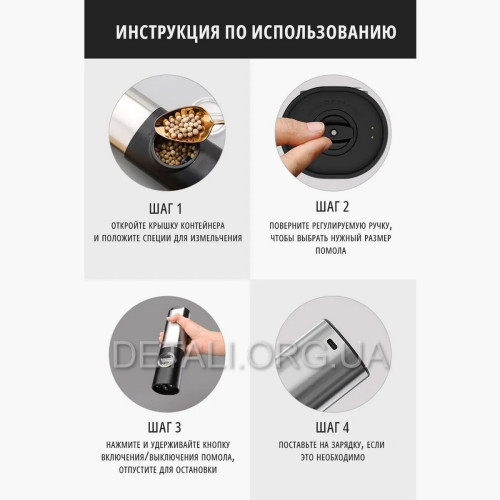 Електромлин-гриндер KLT для спецій, солі та перцю KYMQ-17A USB Type-C