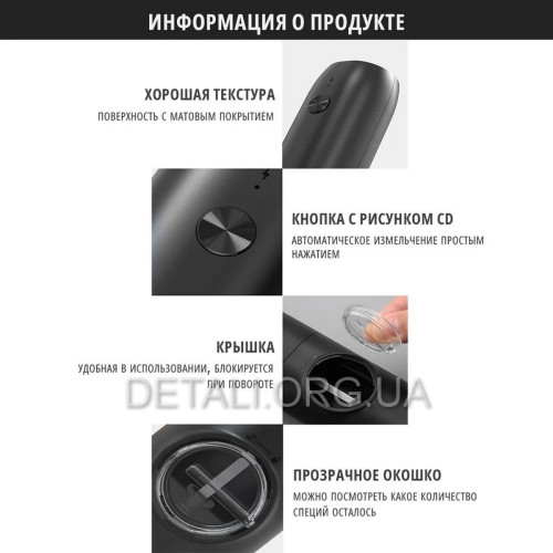Електромлин-гриндер (набір 2шт.+докстанція) KLT для спецій, солі та перцю KYMQ-15C USB Type-C