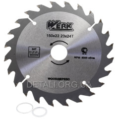Пильный диск по дереву Werk 150X22.23, 24 зуб