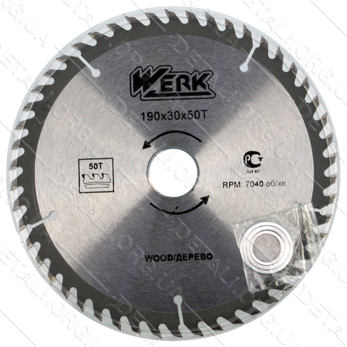 Пильний диск по дереву Werk 190х30, 50 зуб. - 1 шт