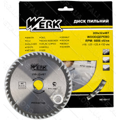 Пильный диск по дереву Werk 200X32, 48 зуб. - 1 шт