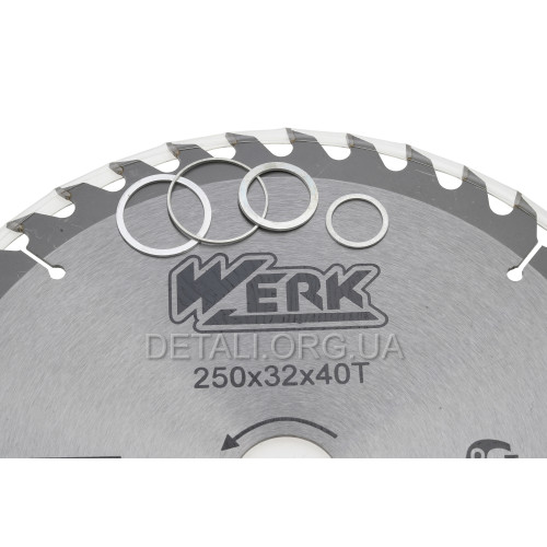 Пильний диск по дереву Werk 250X32, 40 зуб - 1 шт