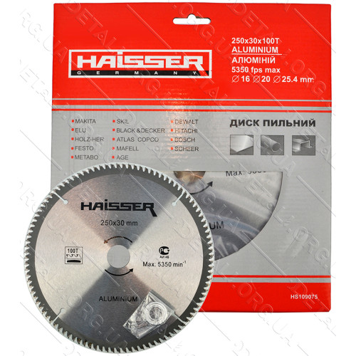 Пильный диск по алюминию Haisser 250х30 100 зуб - 1 шт