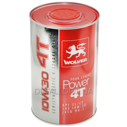 Масло для 4-х тактных двигателей WOLVER FOUR STROKE POWER 4T SAE 10W-30 канистра 1л жесть