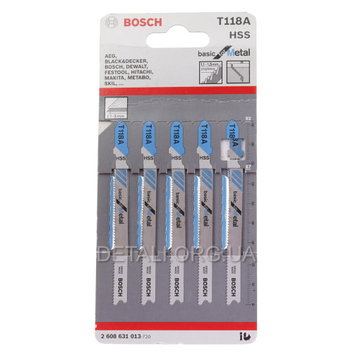 Пилка лобзика Bosch T118A по металу 5 шт 2608631013