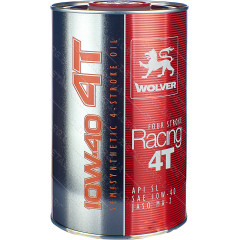 Олива для чотирьохтактних двигунів WOLVER FOUR STROKE RACING 4T SAE 10W-40 API SL, JASO MA-2 каністра 1л жерсть