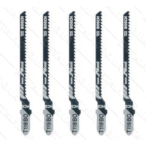 Пилка лобзика Bosch 119BO упаковка 5шт.  по дереву 2 608 637 788/2 608 630 310/2 608 637 879