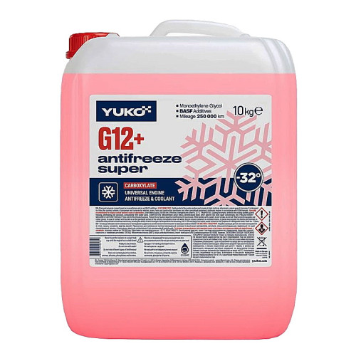 Охолоджувальна рідина YUKO ANTIFREEZE-32 G12+ червоний 10 кг каністра.