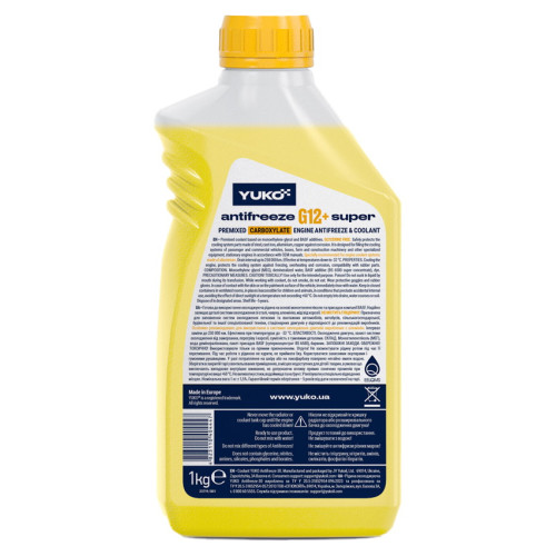 Охлаждающая жидкость YUKO ANTIFREEZE-32 G12+ желтый 1 кг канистра