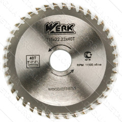 Пильный диск по дереву 115X22.23, 40 зуб. Werk WE109102 2