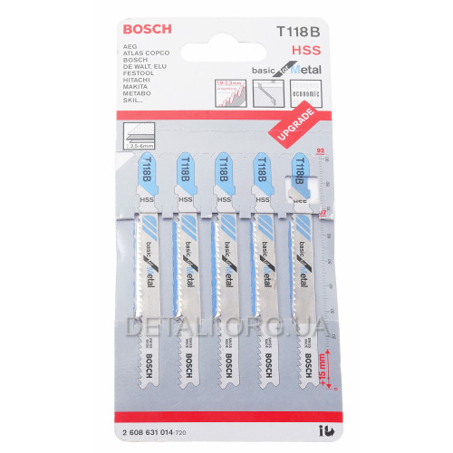 Пилка лобзика Bosch T118B 5шт по металу 2608631014