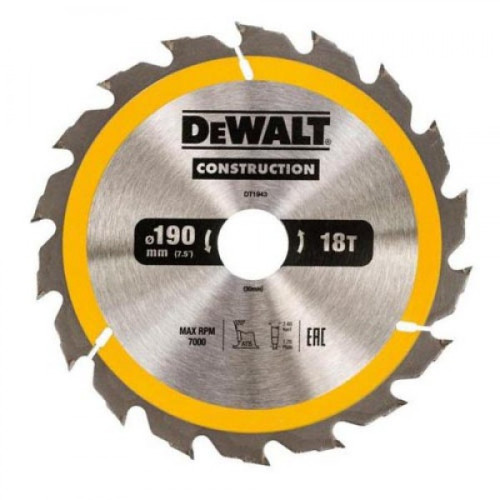 Пильный диск DeWALT оригинал DT1943 (d 190*30, кол зуб. 18)