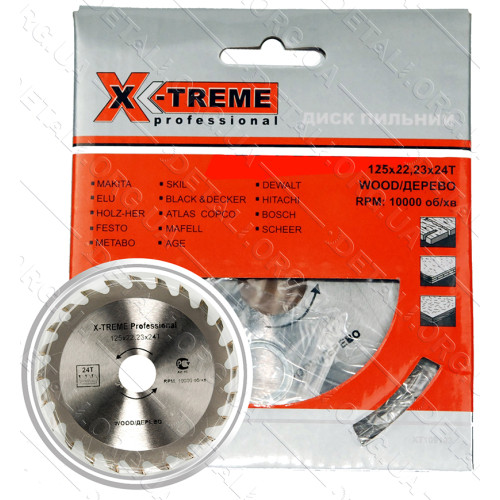 Пильный диск по дереву X-Treme 125X22,23 24 зуб.