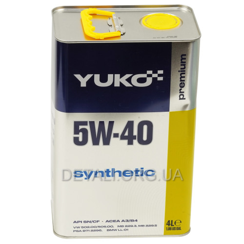 Масло YUKO SYNTHETIC 5W-40 SAE API SN/CF 4л канистра