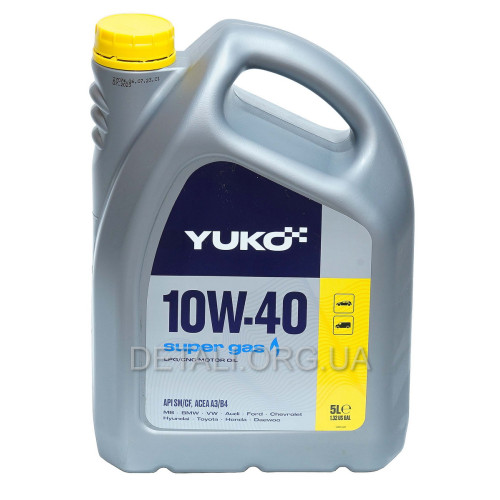 Олива YUKO SUPER GAS 10W-40 SAE API SM/CF 5л для машин з ГБО