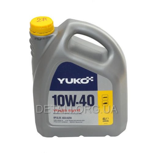 Масло YUKO VEGA SYNT 10W-40 SAE API SL/CF 4л