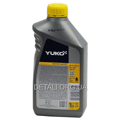 Масло YUKO SCOOTER SYNT 2T (FC) для 2Х-тактных двигателей 1л
