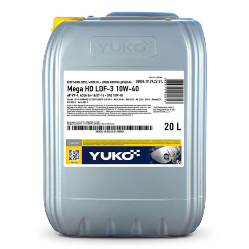 Олива YUKO MEGA HD LDF-3 10W-40 20 л канистра