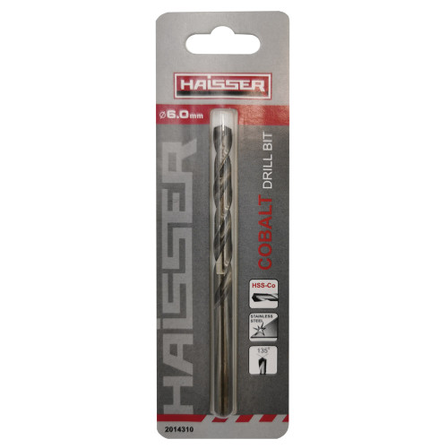 Сверло по металлу HSS-Co - 6х57х93мм COBALT DIN 338 уп.1шт (HAISSER INDUSTRIAL)