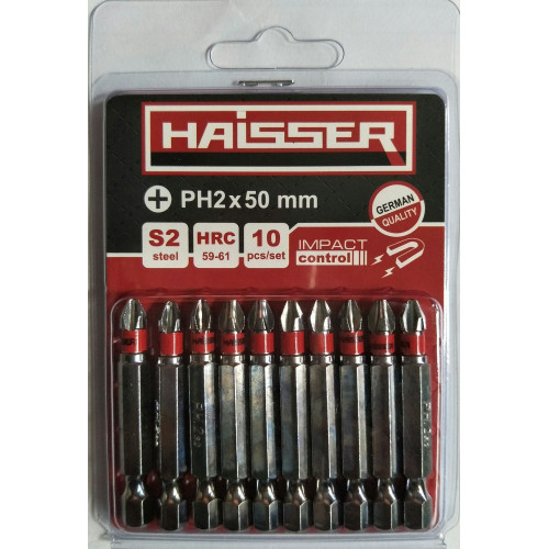 Бита - PH2*50мм набор 10шт блистер (HAISSER)