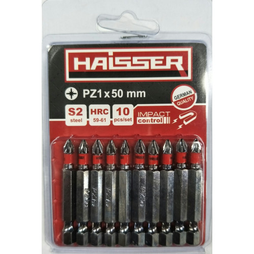 Біта - PZ2*50мм набір 10шт блістер (HAISSER)