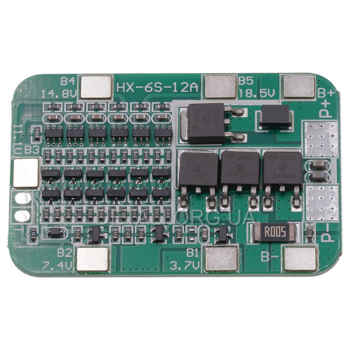 BMS контролер 6S 24V 12A для зарядки 18650 Li-ion акумуляторів