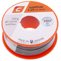 Припой c флюсом LZC для паяльника 250г/D1.0мм/Sn60%/Pb40% 2