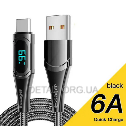 Кабель USB-A to Type-C Essager Display 100W "6A" (ES-XCT-YD01)