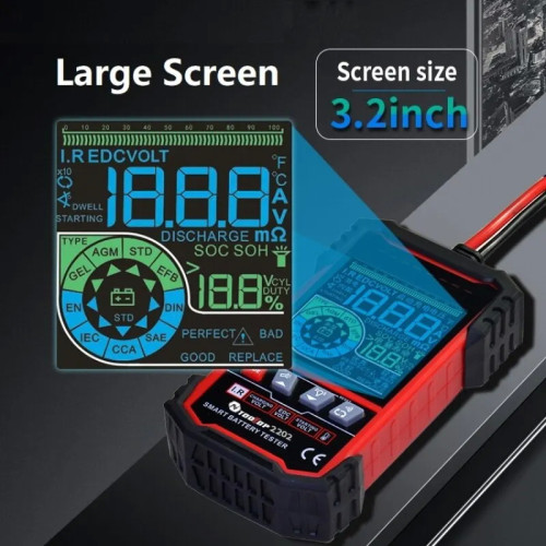 Тестер акумуляторних батарей ToolTop ET2201 12 В/24 В 3-250 А/год.